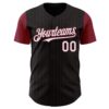 Custom Black Crimson Pinstripe White Authentic Two Tone Baseball Jersey