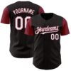 Custom Black Crimson Pinstripe White Authentic Two Tone Baseball Jersey