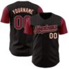 Custom Black Crimson Pinstripe Cream Authentic Two Tone Baseball Jersey