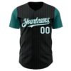 Custom Black Teal Pinstripe White Authentic Two Tone Baseball Jersey