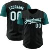 Custom Black Teal Pinstripe White Authentic Two Tone Baseball Jersey