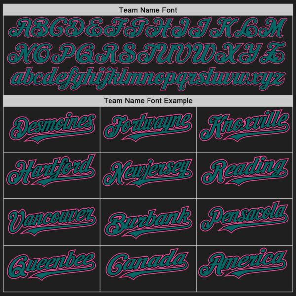 Custom Black Teal Pinstripe Pink Authentic Two Tone Baseball Jersey