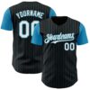 Custom Black Panther Blue Pinstripe White Authentic Two Tone Baseball Jersey