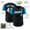 Custom Black Panther Blue Pinstripe White Authentic Two Tone Baseball Jersey
