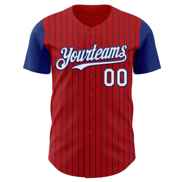 Custom Red Royal Pinstripe White Authentic Two Tone Baseball Jersey