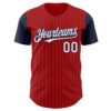 Custom Red Navy Pinstripe White Authentic Two Tone Baseball Jersey