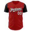 Custom Red Black Pinstripe White Authentic Two Tone Baseball Jersey