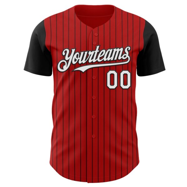 Custom Red Black Pinstripe White Authentic Two Tone Baseball Jersey