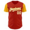 Custom Red Gold Pinstripe White Authentic Two Tone Baseball Jersey