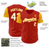 Custom Red Gold Pinstripe White Authentic Two Tone Baseball Jersey