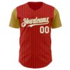 Custom Red Old Gold Pinstripe White Authentic Two Tone Baseball Jersey