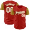 Custom Red Old Gold Pinstripe White Authentic Two Tone Baseball Jersey