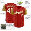 Custom Red Old Gold Pinstripe White Authentic Two Tone Baseball Jersey