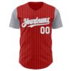 Custom Red Gray Pinstripe White Authentic Two Tone Baseball Jersey