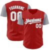 Custom Red Gray Pinstripe White Authentic Two Tone Baseball Jersey