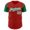Custom Red Kelly Green Pinstripe White Authentic Two Tone Baseball Jersey
