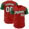 Custom Red Kelly Green Pinstripe White Authentic Two Tone Baseball Jersey
