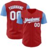 Custom Red Light Blue Pinstripe White Authentic Two Tone Baseball Jersey