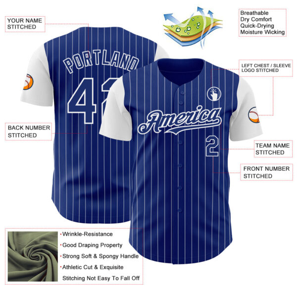 Custom Royal White Pinstripe White Authentic Two Tone Baseball Jersey