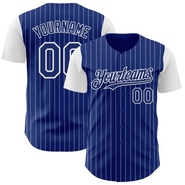 Custom Royal White Pinstripe White Authentic Two Tone Baseball Jersey