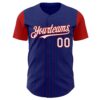 Custom Royal Red Pinstripe White Authentic Two Tone Baseball Jersey