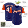 Custom Royal Orange Pinstripe White Authentic Two Tone Baseball Jersey