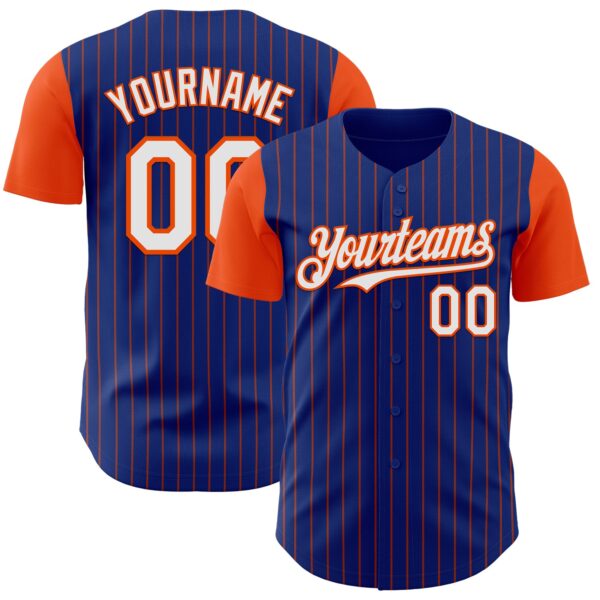 Custom Royal Orange Pinstripe White Authentic Two Tone Baseball Jersey