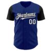 Custom Royal Black Pinstripe White Authentic Two Tone Baseball Jersey