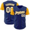 Custom Royal Gold Pinstripe White Authentic Two Tone Baseball Jersey