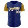 Custom Royal Old Gold Pinstripe White Authentic Two Tone Baseball Jersey