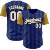 Custom Royal Old Gold Pinstripe White Authentic Two Tone Baseball Jersey