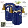 Custom Royal Old Gold Pinstripe White Authentic Two Tone Baseball Jersey