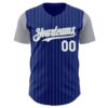 Custom Royal Gray Pinstripe White Authentic Two Tone Baseball Jersey