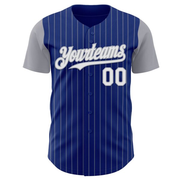 Custom Royal Gray Pinstripe White Authentic Two Tone Baseball Jersey