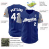 Custom Royal Gray Pinstripe White Authentic Two Tone Baseball Jersey