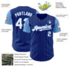 Custom Royal Light Blue Pinstripe White Authentic Two Tone Baseball Jersey