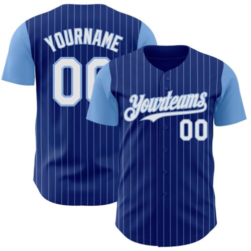 Custom Royal Light Blue Pinstripe White Authentic Two Tone Baseball Jersey