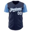 Custom Navy Light Blue Pinstripe White Authentic Two Tone Baseball Jersey
