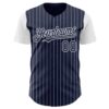 Custom Navy White Pinstripe White Authentic Two Tone Baseball Jersey