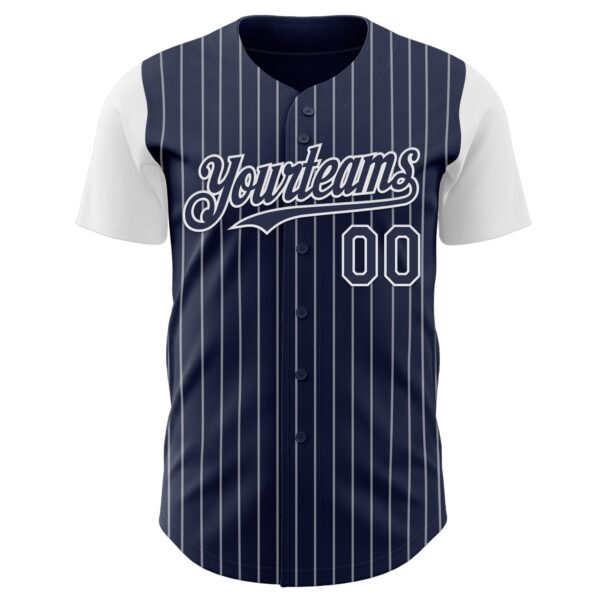 Custom Navy White Pinstripe White Authentic Two Tone Baseball Jersey