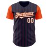 Custom Navy Orange Pinstripe White Authentic Two Tone Baseball Jersey