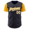 Custom Navy Gold Pinstripe White Authentic Two Tone Baseball Jersey