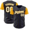 Custom Navy Gold Pinstripe White Authentic Two Tone Baseball Jersey