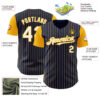 Custom Navy Gold Pinstripe White Authentic Two Tone Baseball Jersey