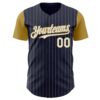 Custom Navy Old Gold Pinstripe White Authentic Two Tone Baseball Jersey