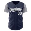 Custom Navy Gray Pinstripe White Authentic Two Tone Baseball Jersey
