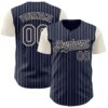 Custom Navy Cream Pinstripe Cream Authentic Two Tone Baseball Jersey