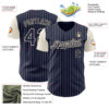 Custom Navy Cream Pinstripe Cream Authentic Two Tone Baseball Jersey