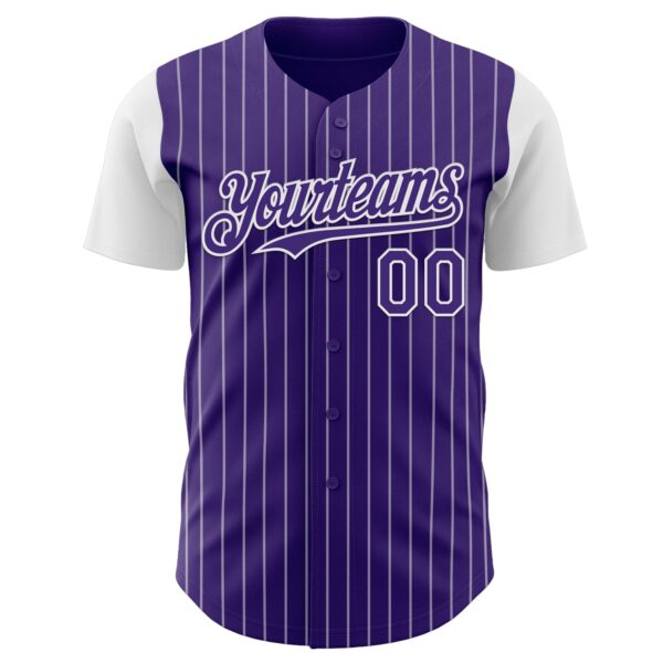 Custom Purple White Pinstripe White Authentic Two Tone Baseball Jersey