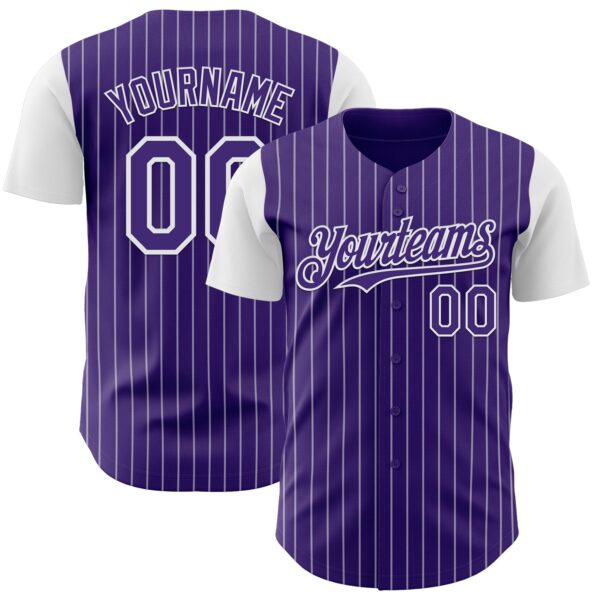 Custom Purple White Pinstripe White Authentic Two Tone Baseball Jersey